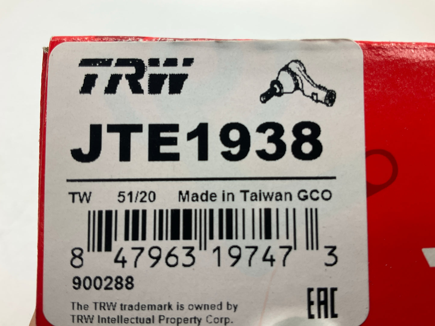 TRW JTE1938 Front Left Outer Steering Tie Rod End For 2015-2016 Honda CR-V