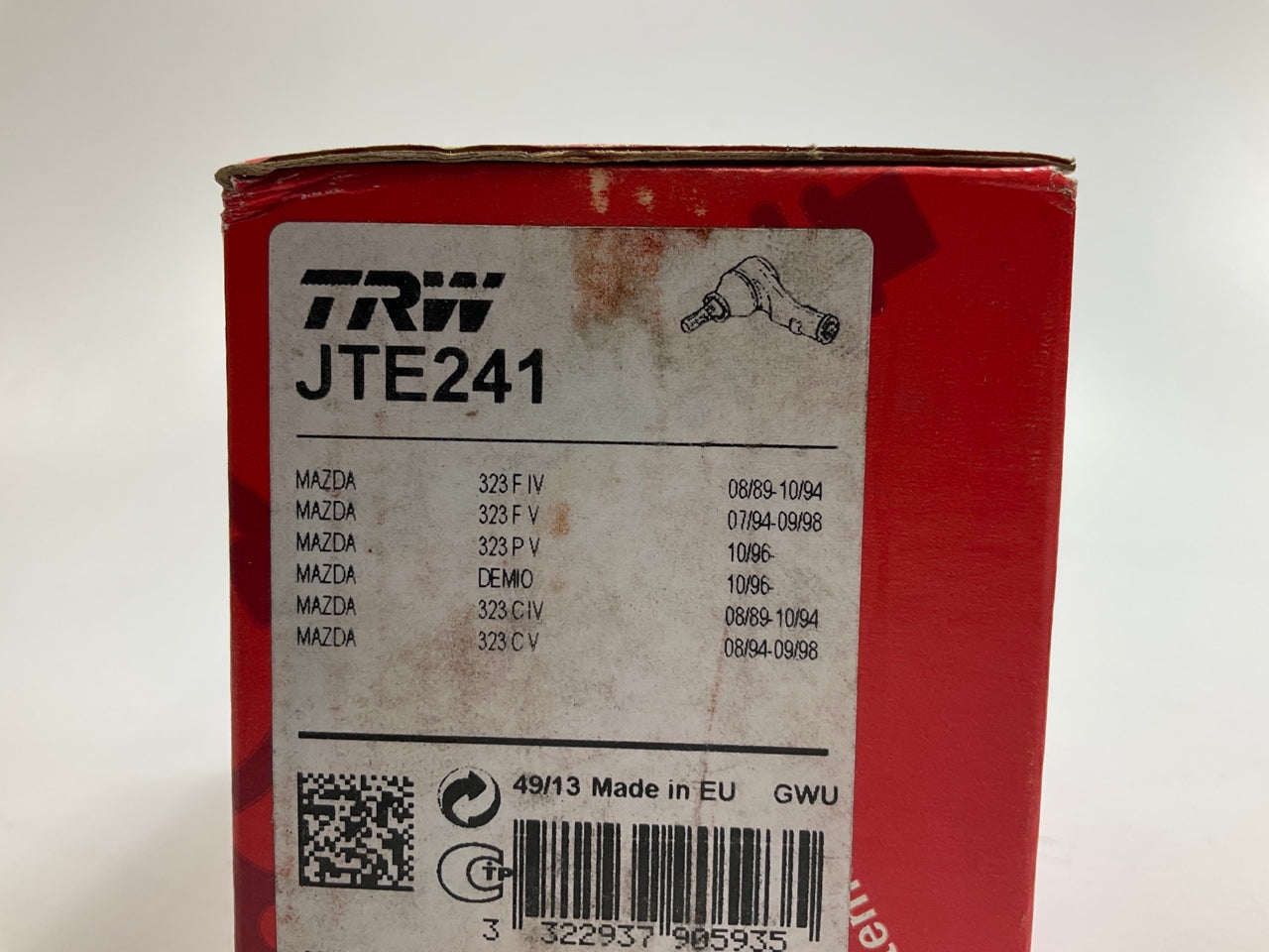 (2) TRW JTE241 Front Outer Steering Tie Rod End For 1990-1995 Mazda 323