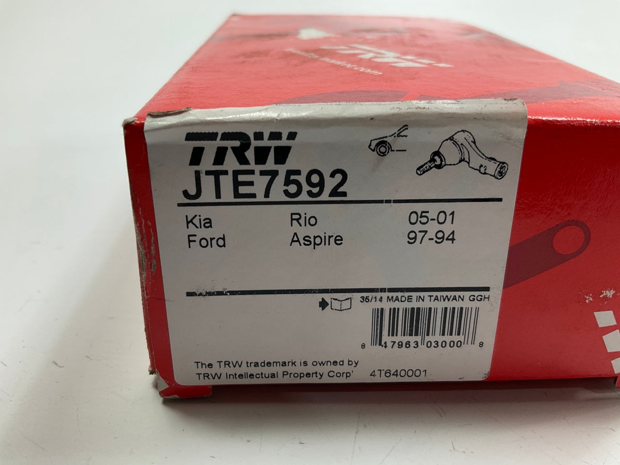 (2) TRW JTE7592 Front Outer Steering Tie Rod End For 1994-1997 Ford Aspire