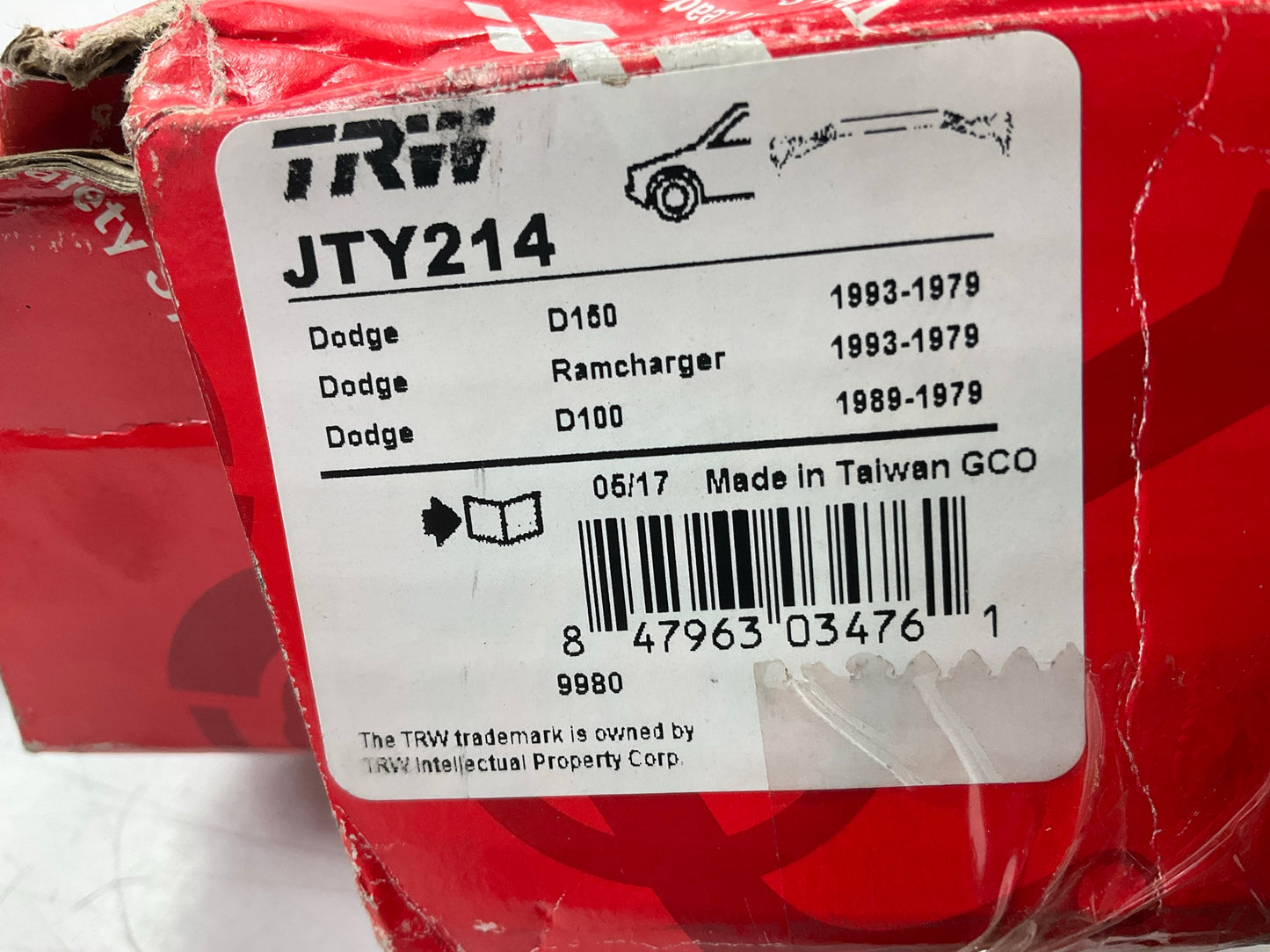 TRW JTY214 Center Link DS804 For 1981-1993 Dodge D250 D350 Pickup Truck RWD ONLY