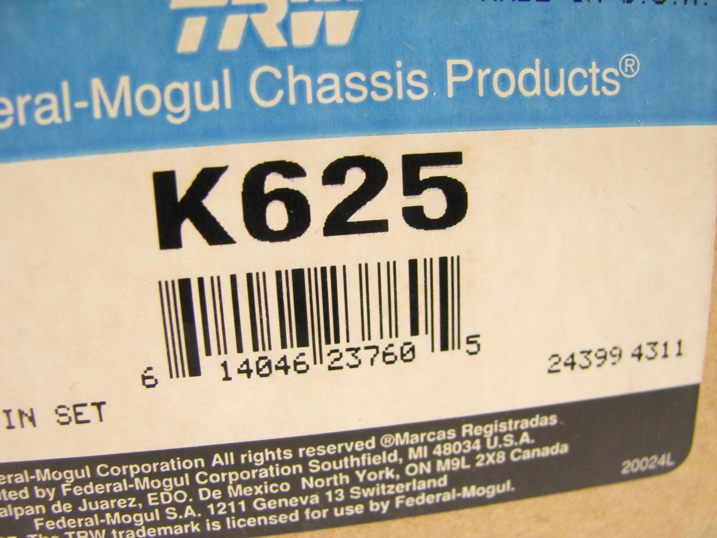 TRW K625 Steering King Pin Bolt Set - 1.794'' Diameter X 10.70'' Long