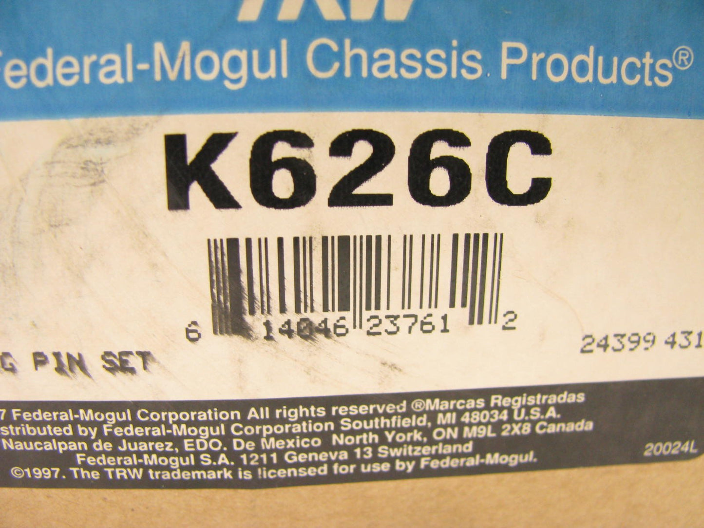 TRW K626C King Pin Bolt Set - 1997-1998 FORD LA8000 HD TRUCK, 97 LA9000