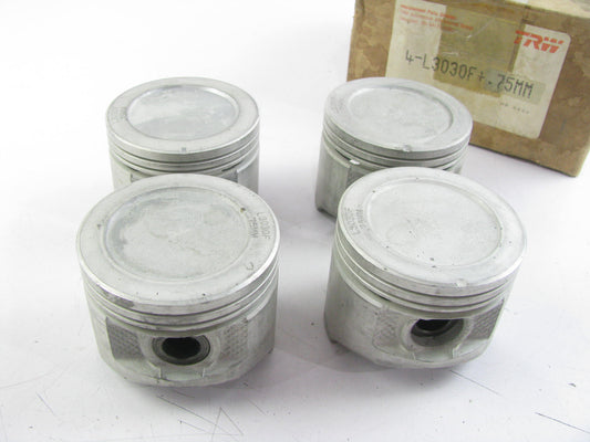 (4) TRW L3030F-75MM Engine Piston .75mm 1976-1978 Chevrolet Chevette 1.6L-L4