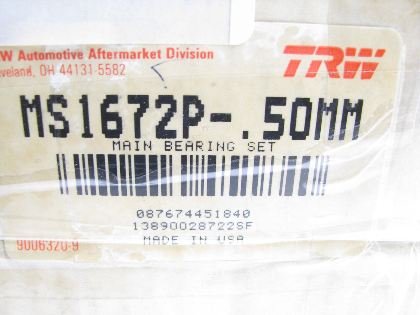 TRW MS1672P .50MM Main Bearings For JOHN DEERE 8630 8640