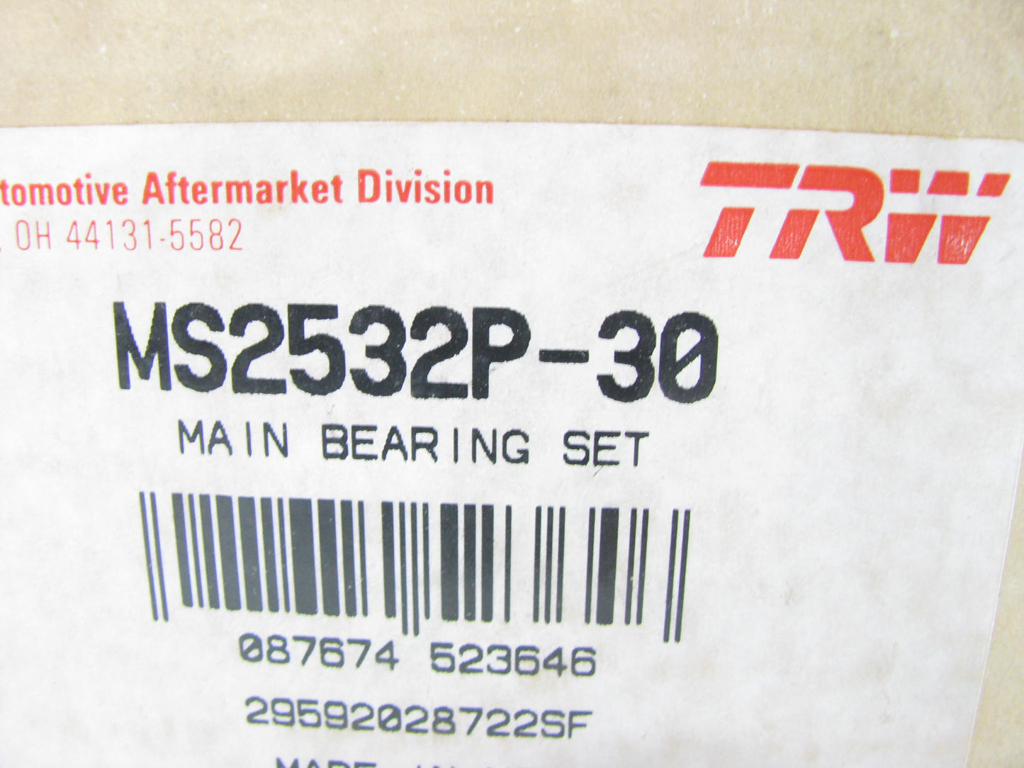 TRW MS2532P-30 Main Bearings For WHITE FARM - Oliver, Minneapolis-Moline 605