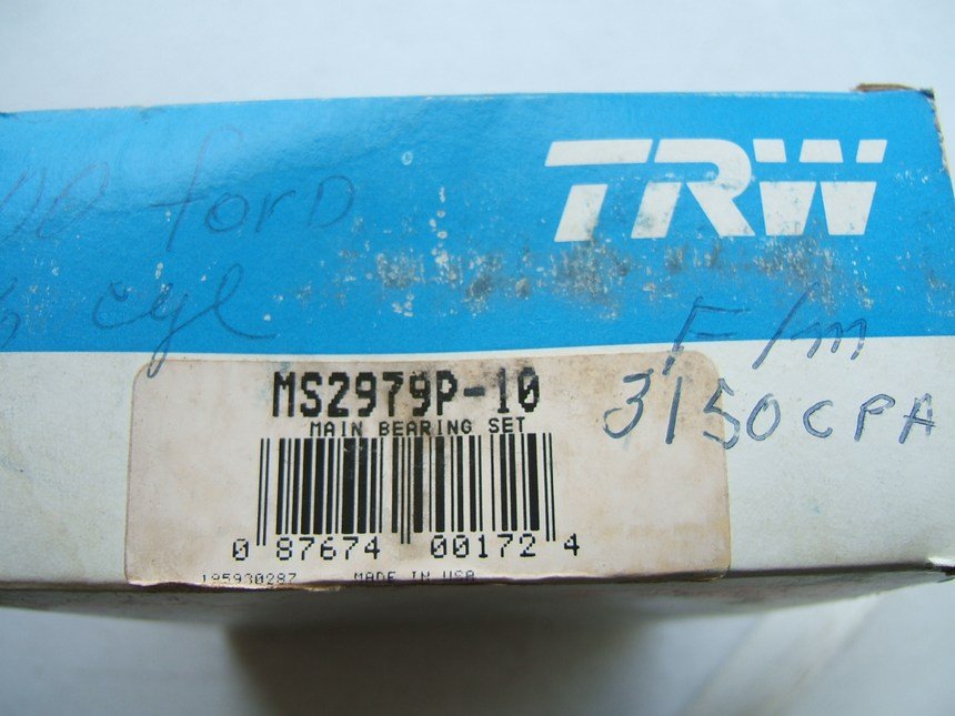 TRW MS2979P10 Engine Main Bearings .010'' 1967-1980 Ford 240 250 300