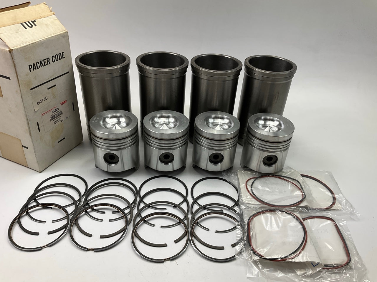 (4) TRW SA403 Cylinder Sleeve Liner, Piston, Rings Kit Allis-Chalmers D2200, 433