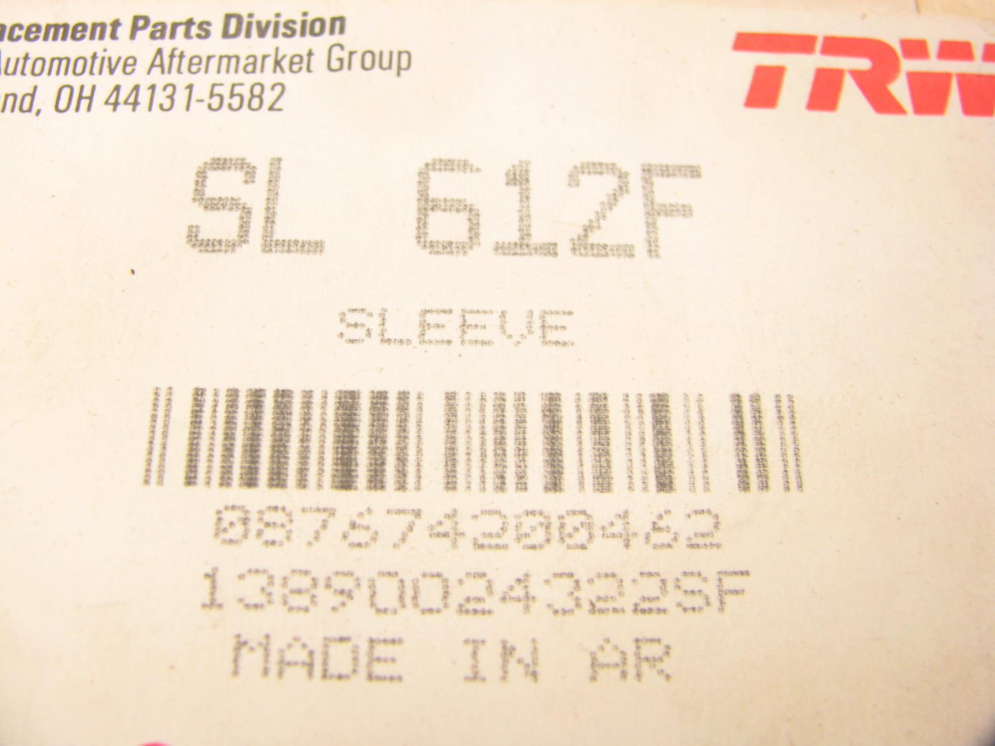 TRW SL612F Engine Cylinder Sleeve For 1937-1941 Chrysler 6 Cyl. 3-3/8'' Bore