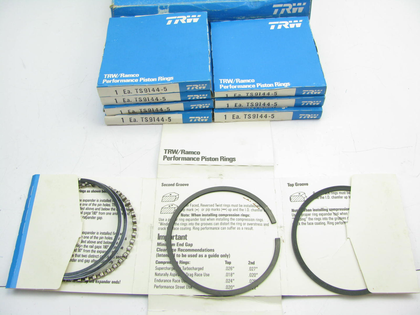 TRW T9144-5 Plasma Ceramic Race Piston Ring Set - Ford 289 302 351 0.005'' Over