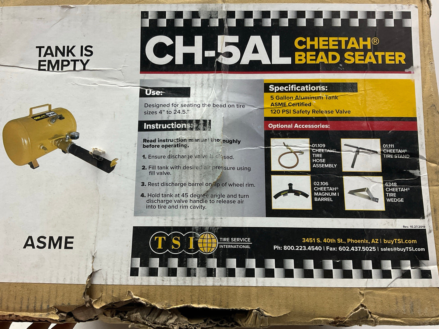 TSI Cheetah CH-5 Bead Seating Tool - 5 Gallon Capacity