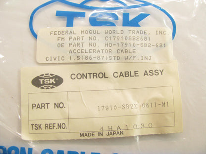 NOS Genuine TSK 17910-SB2-681 Throttle Cable - 1985-87 CRX, 1986-87 Civic SI M/T