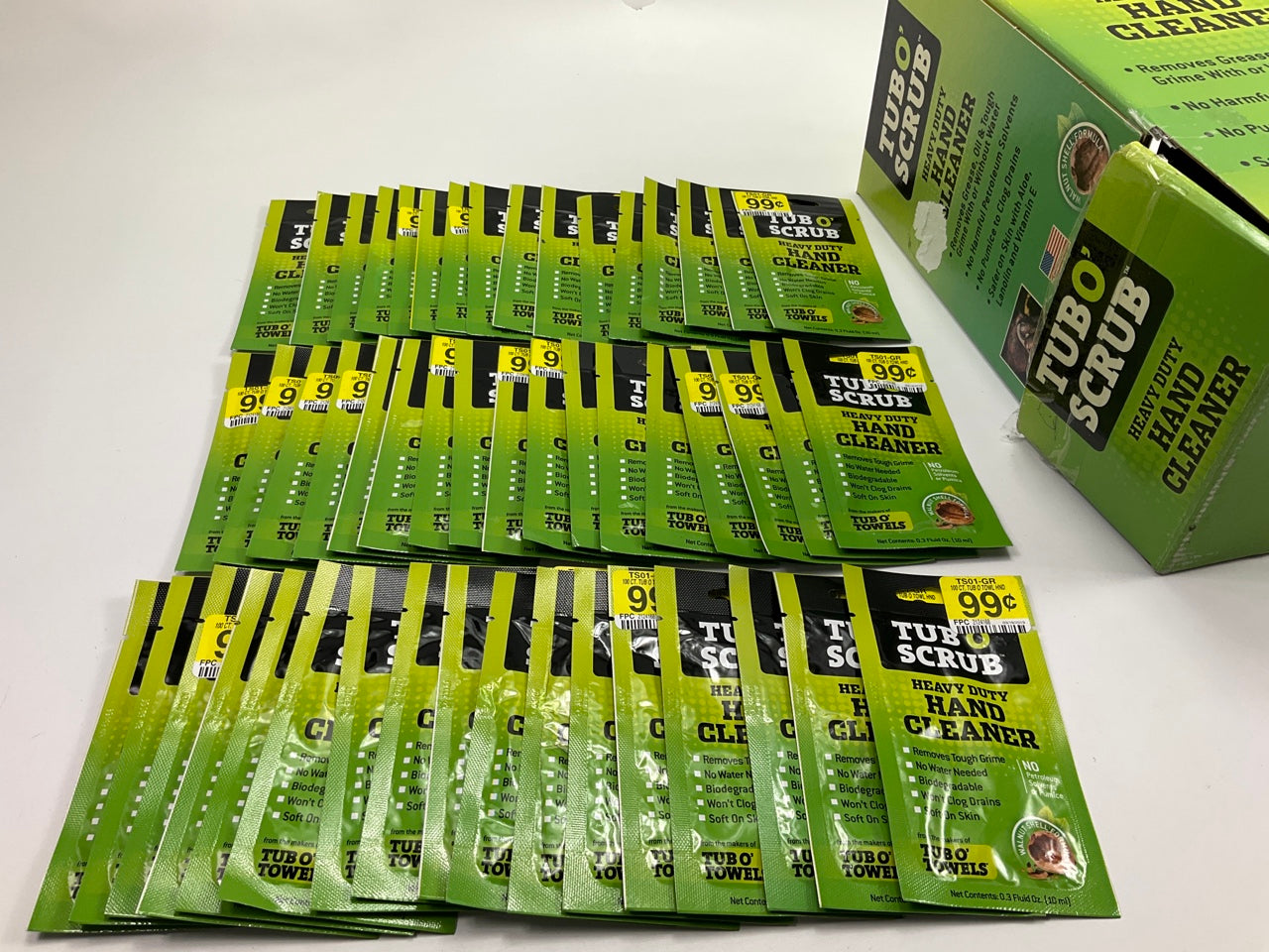 50 Packs -TUBOSCRUB TS01 Heavy Duty Hand Cleaner, Single Pouches
