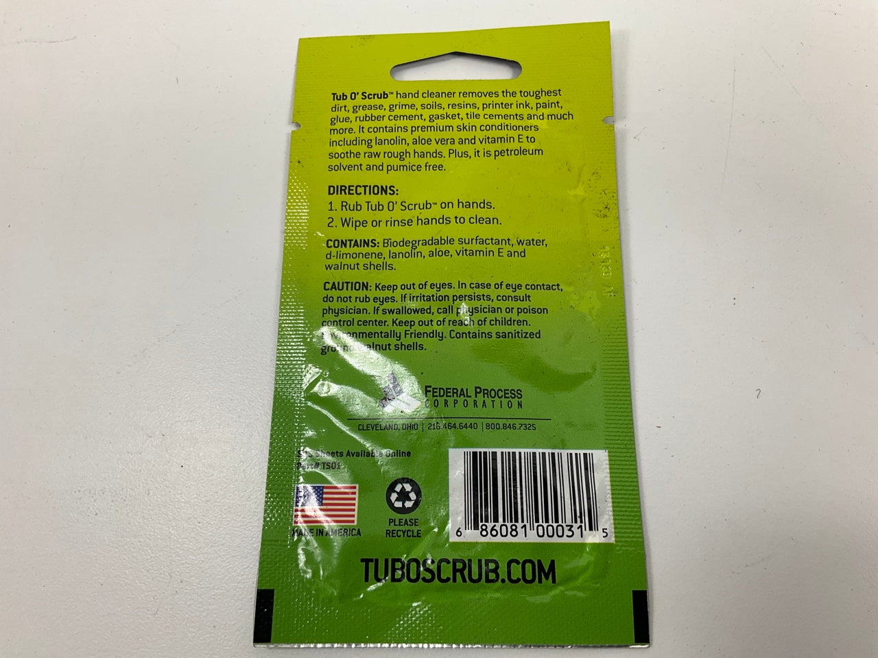 60 Single Packs - Tub O Scrub Heavy Duty Hand Cleaner 0.3 Oz Single Pack