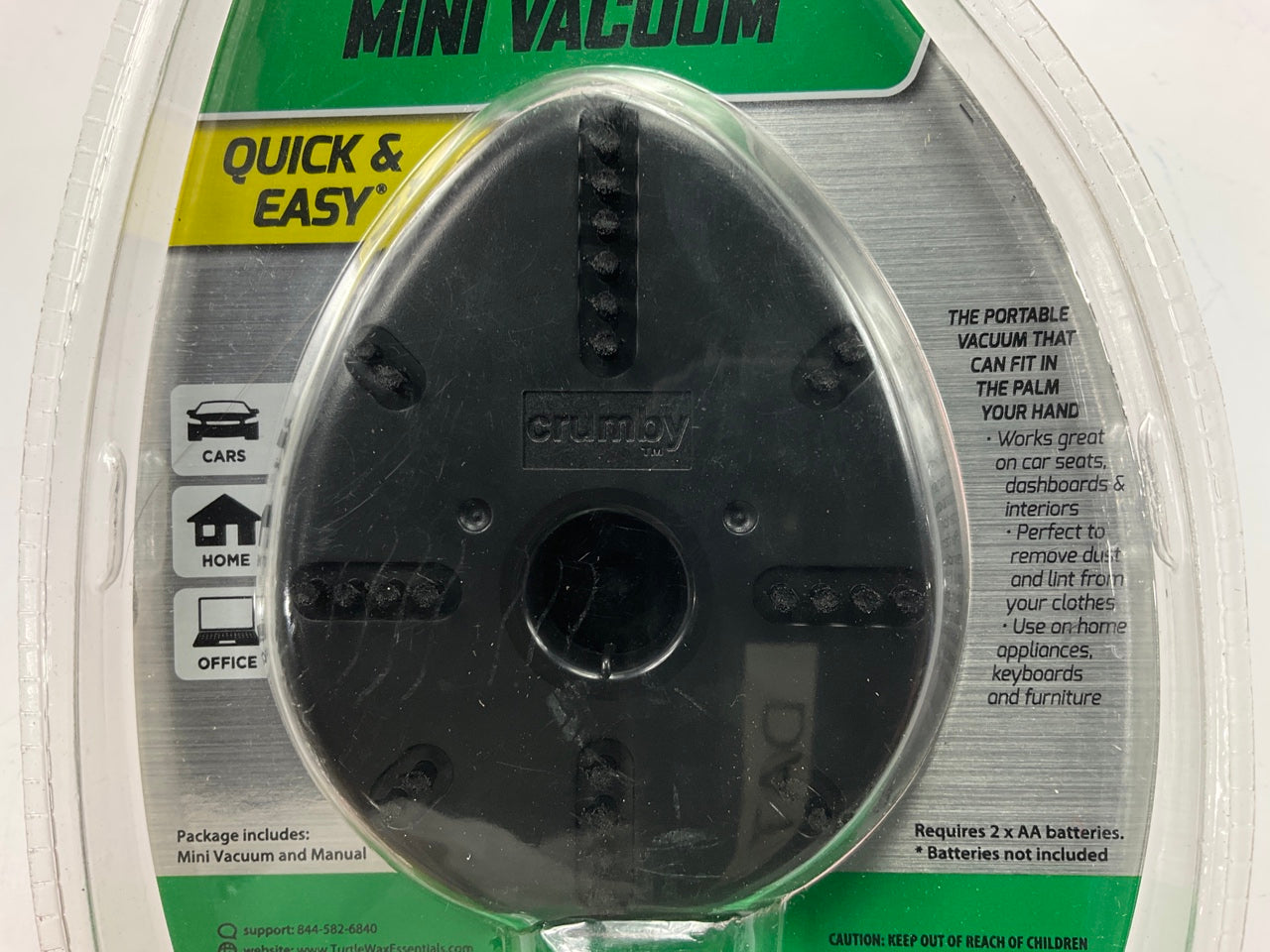 Turtle Wax Mini Vac Dust Buster Mini Vacuum Cleaner, Runs From (2) AA Batteries