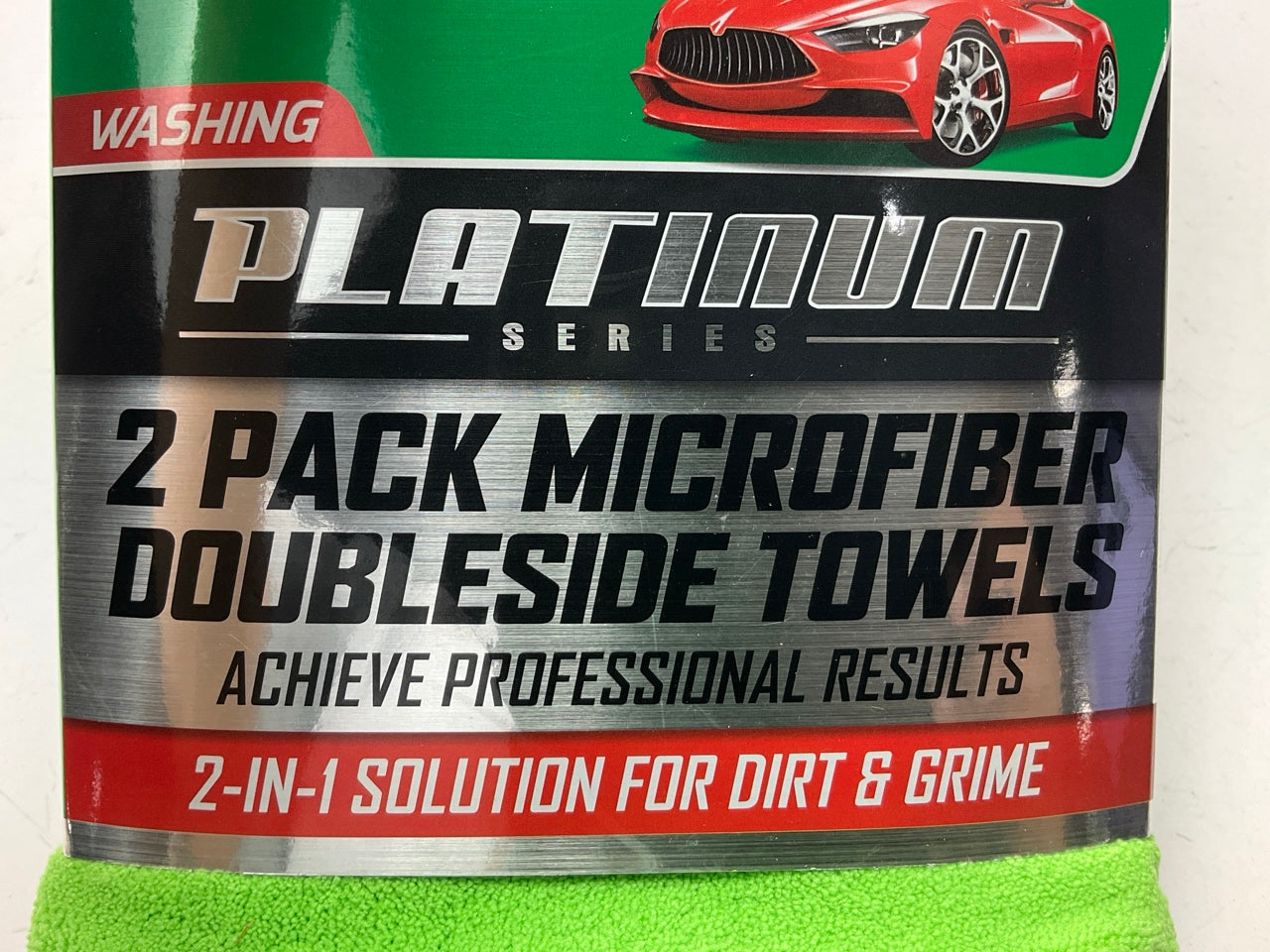 Turtle Wax Platinum 16'' X 16'' Green & Grey Double-Sided Microfiber Towel - 2 Pk