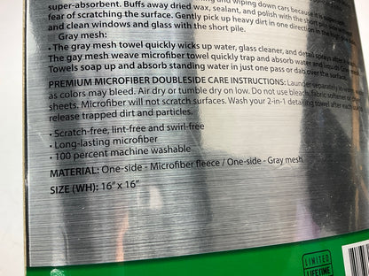 Turtle Wax Platinum 16'' X 16'' Green & Grey Double-Sided Microfiber Towel - 2 Pk
