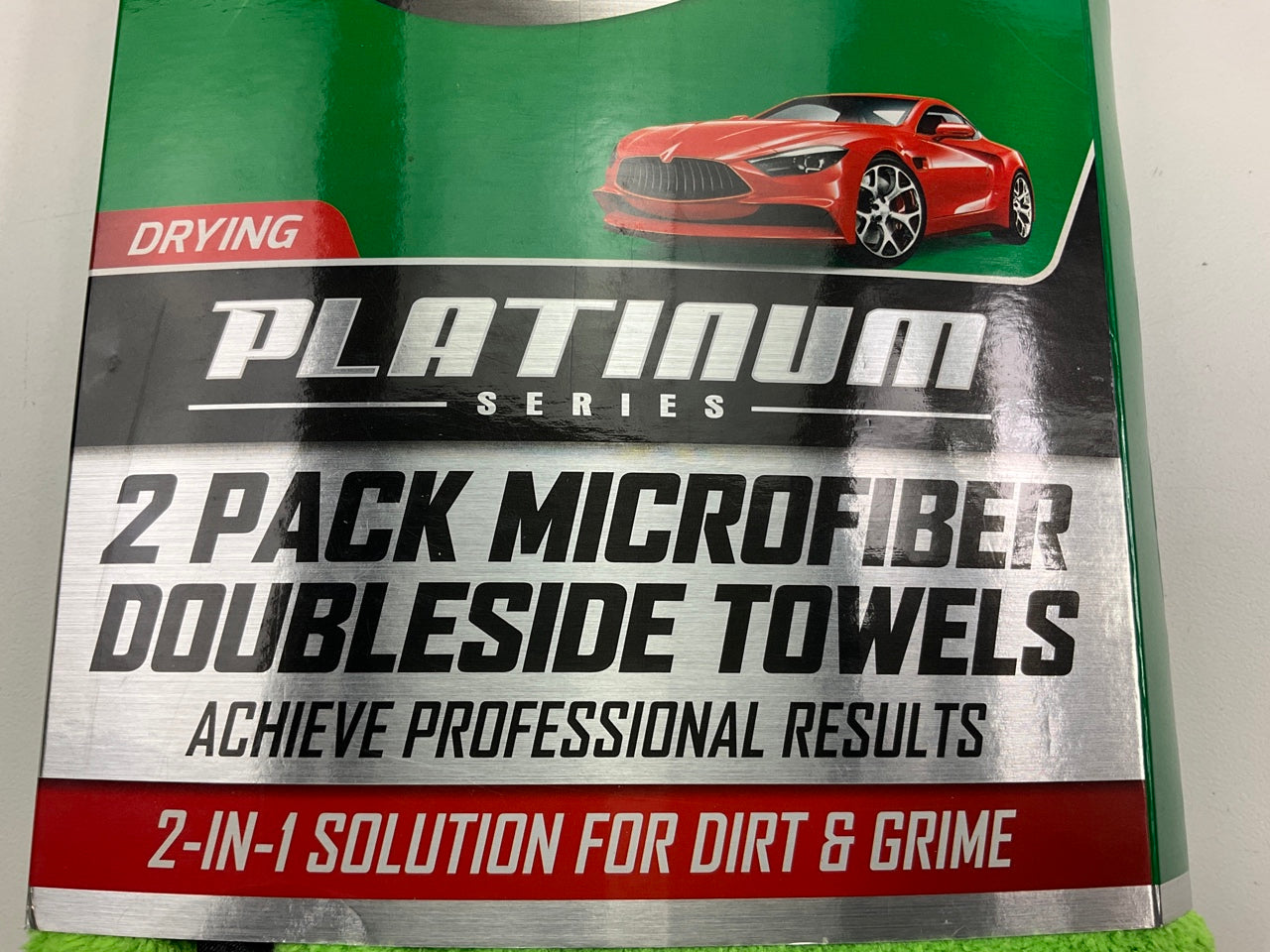 Turtle Wax TW-FT107 15''x15'' Platinum Wash & Dry Microfiber Towels Gray/Green 2PK