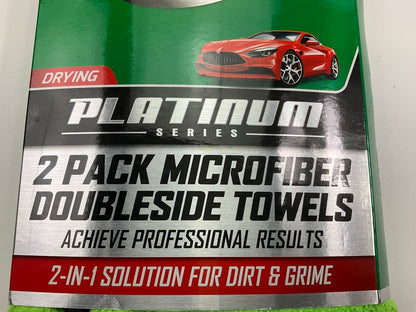 Turtle Wax TW-FT107 15''x15'' Platinum Wash & Dry Microfiber Towels Gray/Green 2PK