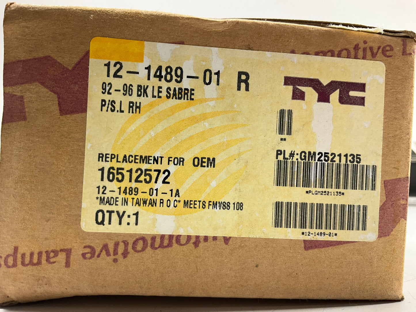 TYC 12-1489-01 Front Right Parking Lamp Light For 1992-1996 Buick LeSabre