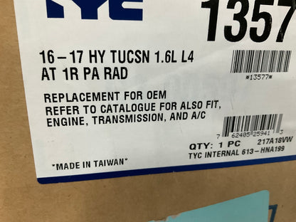 TYC 13577 Radiator For 2016-2018 Hyundai Tucson 1.6L-L4