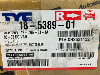 TYC 18-5389-01 Right Turn Signal Light For 1999-02 Dodge Ram 1500 2500 3500 Van