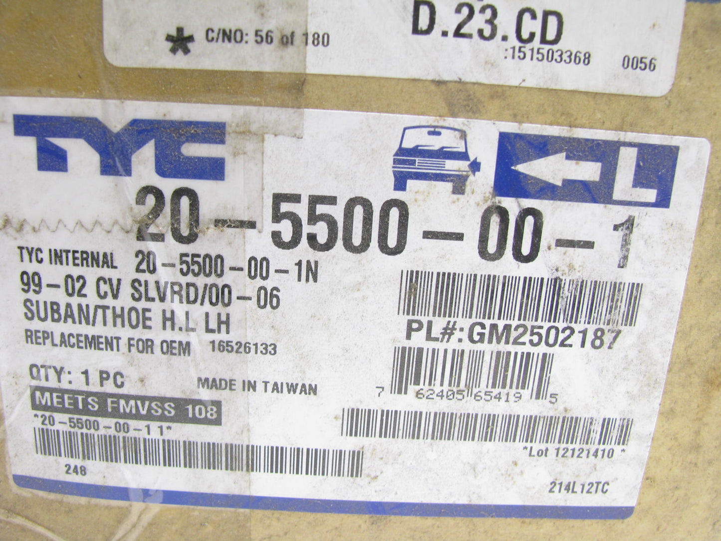 Headlight Assembly-  Left TYC 20-5500-00-1