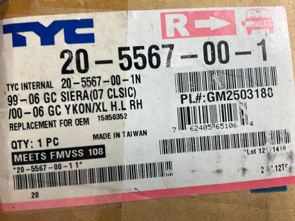 TYC 20-5567-00-1 Front Right Passenger Side Headlight Headlamp