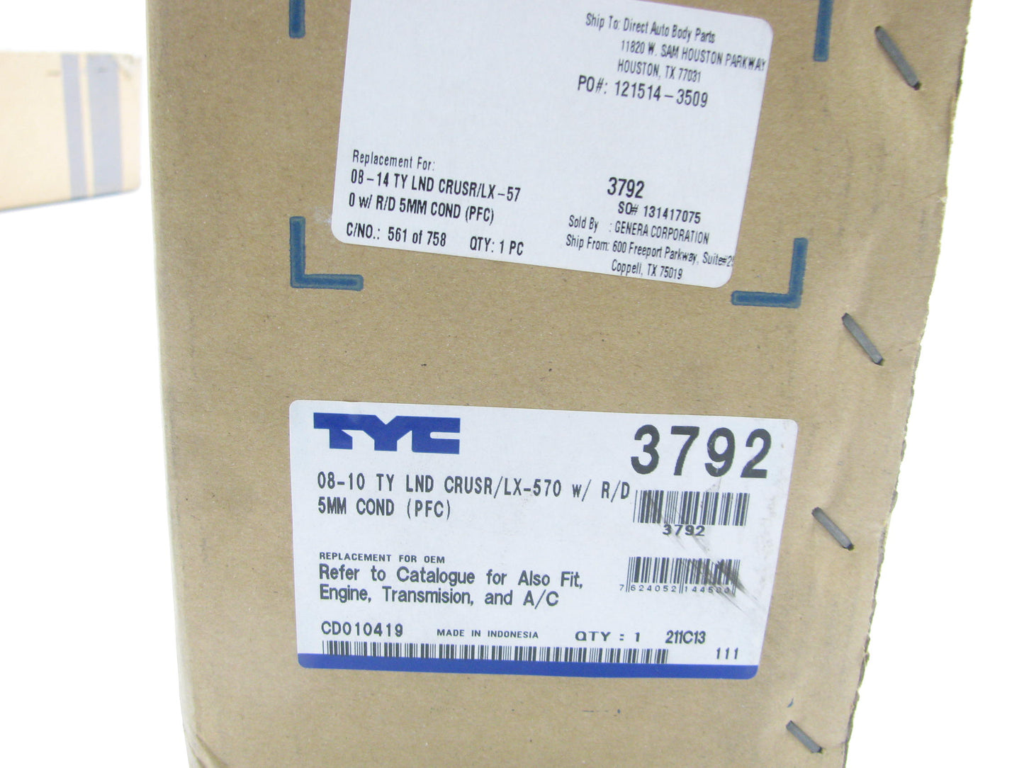 TYC 3792 A/C Condenser