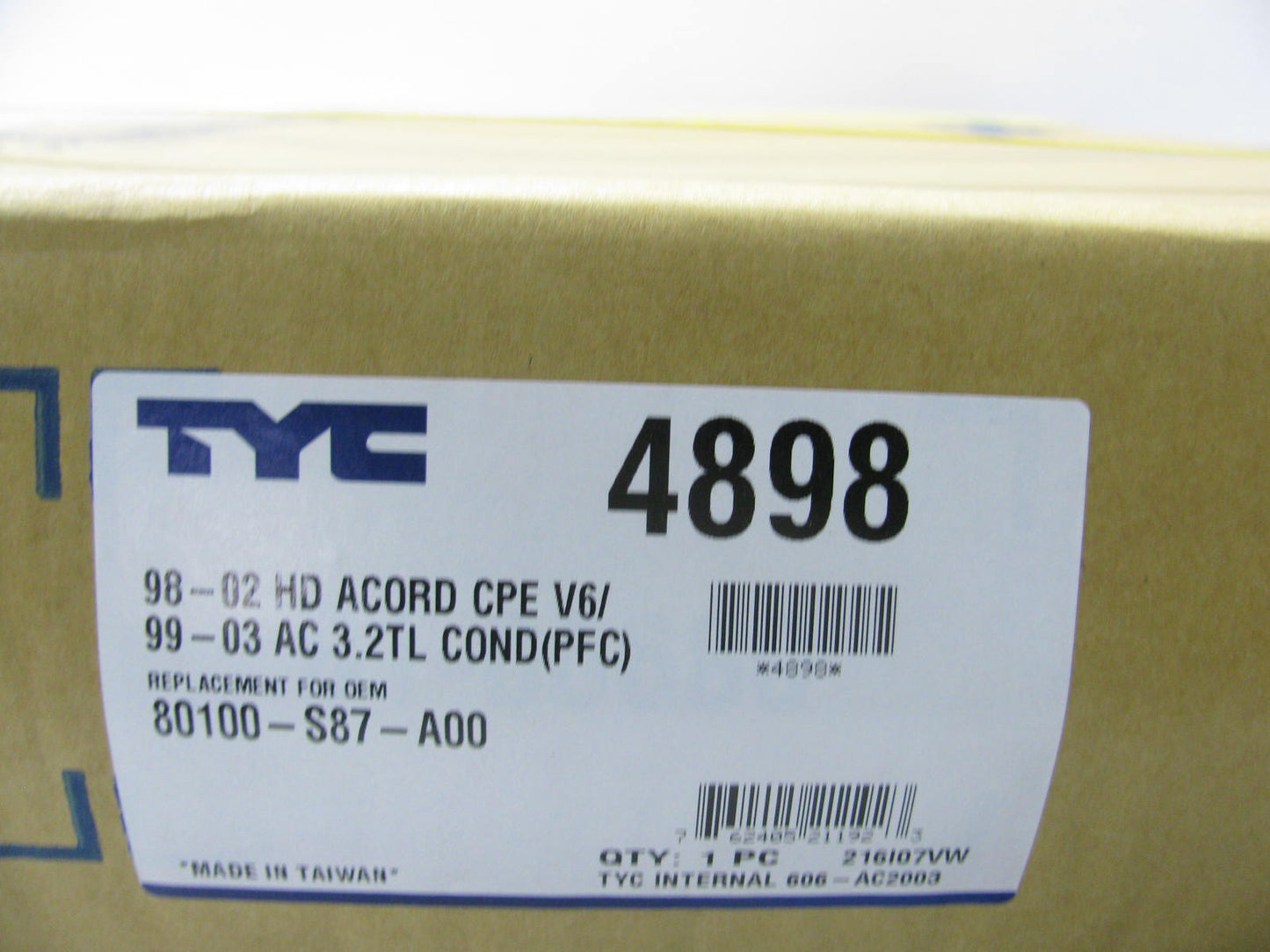 TYC 4898 A/C Condenser For 1998-2002 Honda Accord, 1999-03 Acura TL, 2001-03 CL