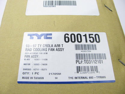 TYC 600150 Engine Cooling Fan Assembly