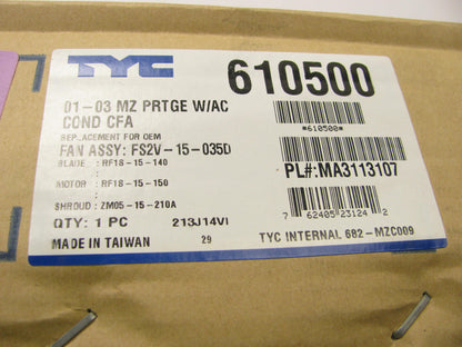 TYC 610500 Engine Cooling Fan Assembly For 2001-2003 Mazda Protege