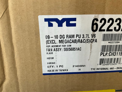 TYC 622320 Radiator Fan Assembly For 2009-2012 Ram 1500 3.7L-V6