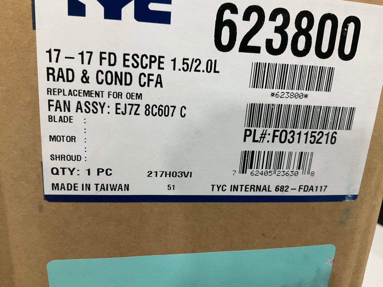 TYC 623800 Dual Radiator And Condenser Fan Assembly