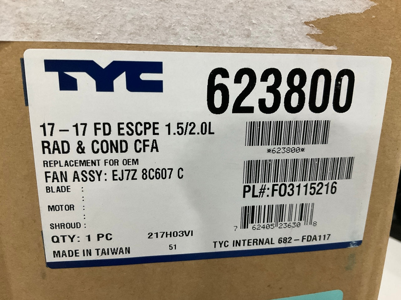 TYC 623800 Dual Radiator And Condenser Fan Assembly