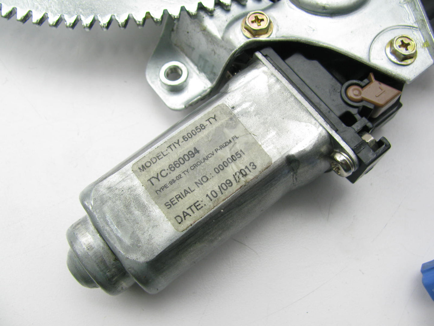 TYC 660094 Front Left Power Window Motor W/ Regulator 98-02 Chevy Prizm, Corolla