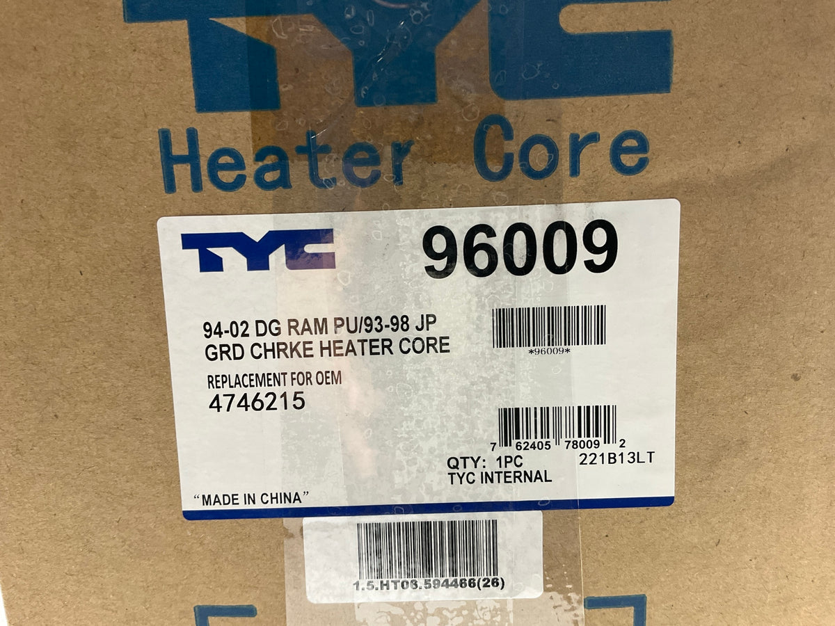 TYC 96009 Heater Core For 94-01 Dodge Ram 1500 2500 3500, 1993-98 Grand Cherokee
