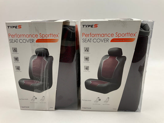 (2) TypeS 55968 Sporttex Perforated Red Bucket Seat W/ Adj. Headrest Seat Covers