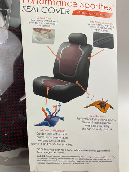 (2) TypeS 55968 Sporttex Perforated Red Bucket Seat W/ Adj. Headrest Seat Covers