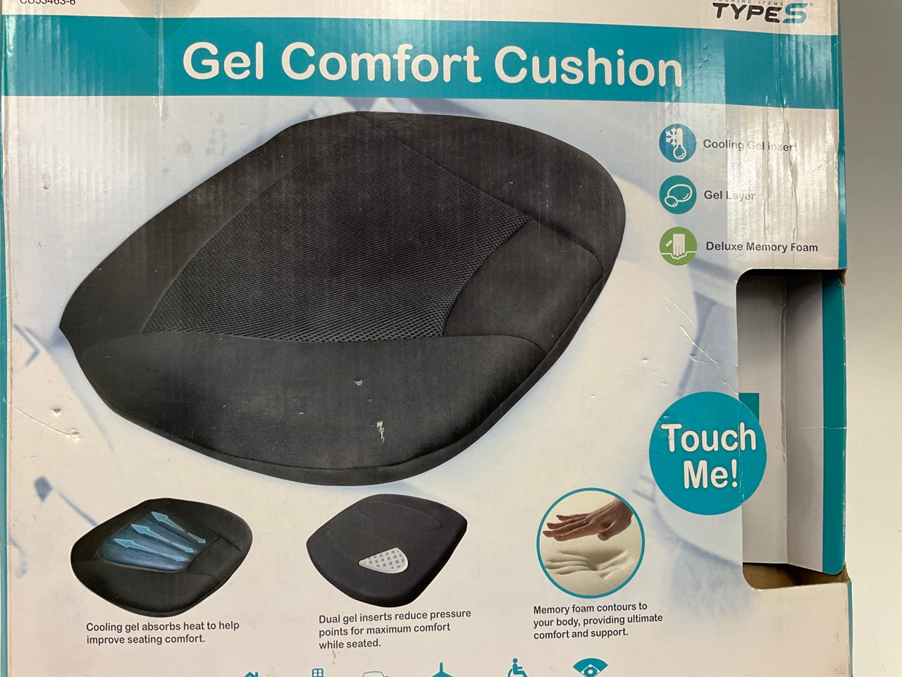 Type S CU53463-6 Black All Season Gel Seat Cushion