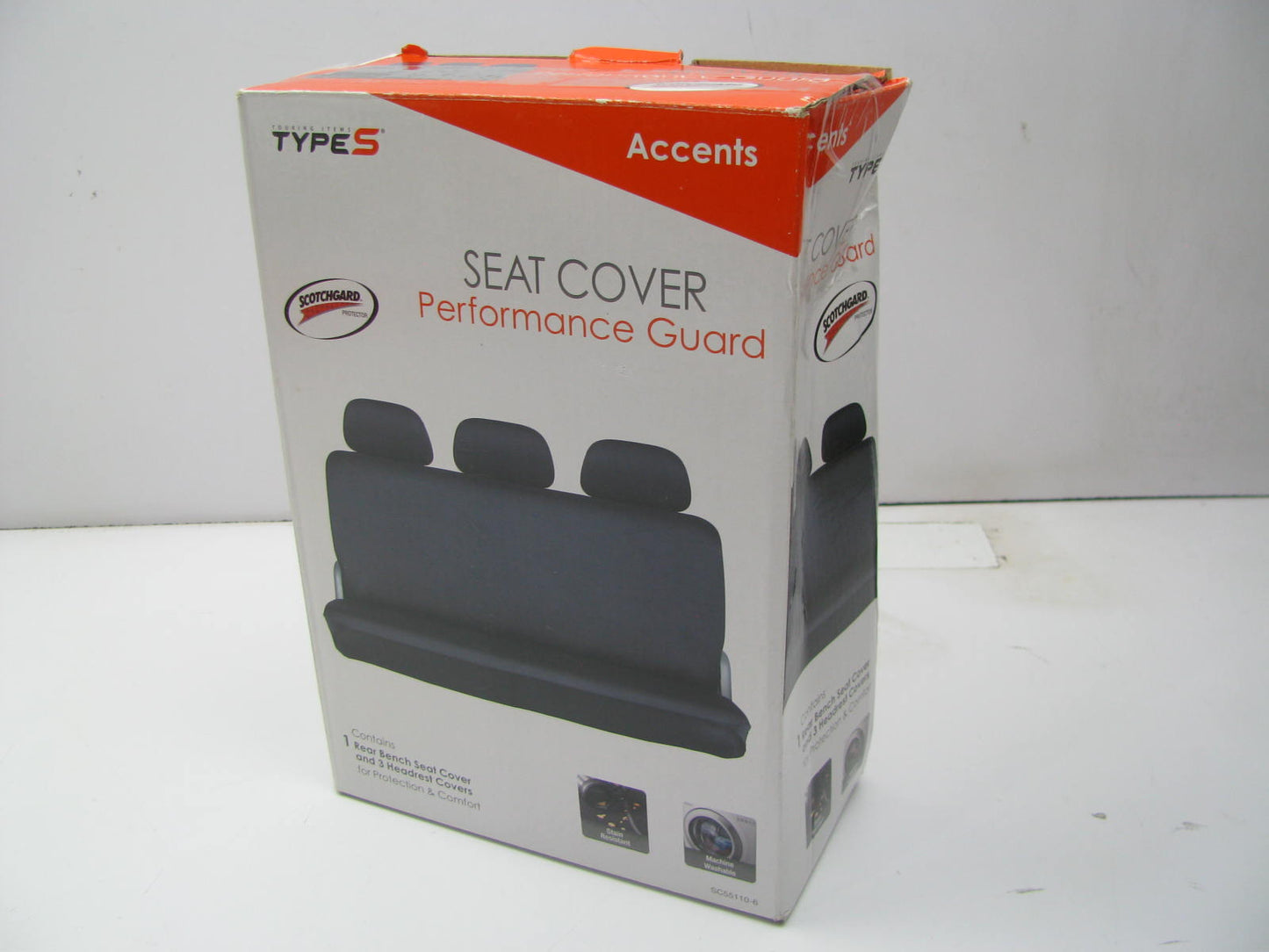 Type S SC55110-6 Type S Black Rear Bench Seat Cover With 3 Head Rest Covers
