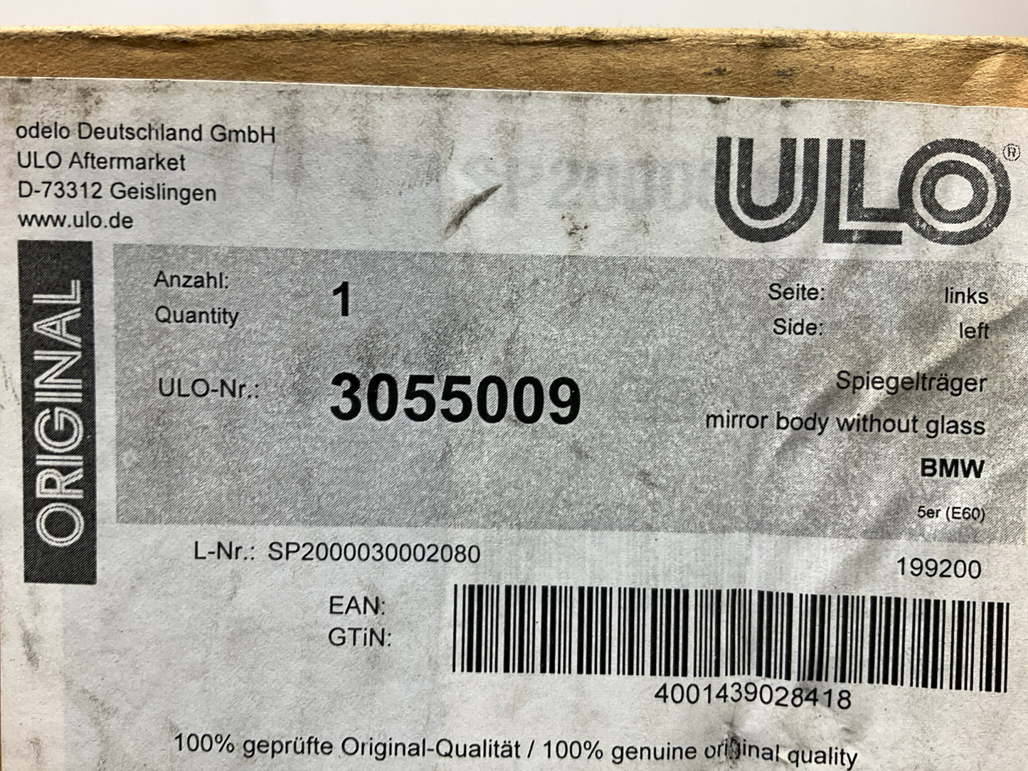 ULO 3055009 Left Mirror Housing For BMW E60 E61