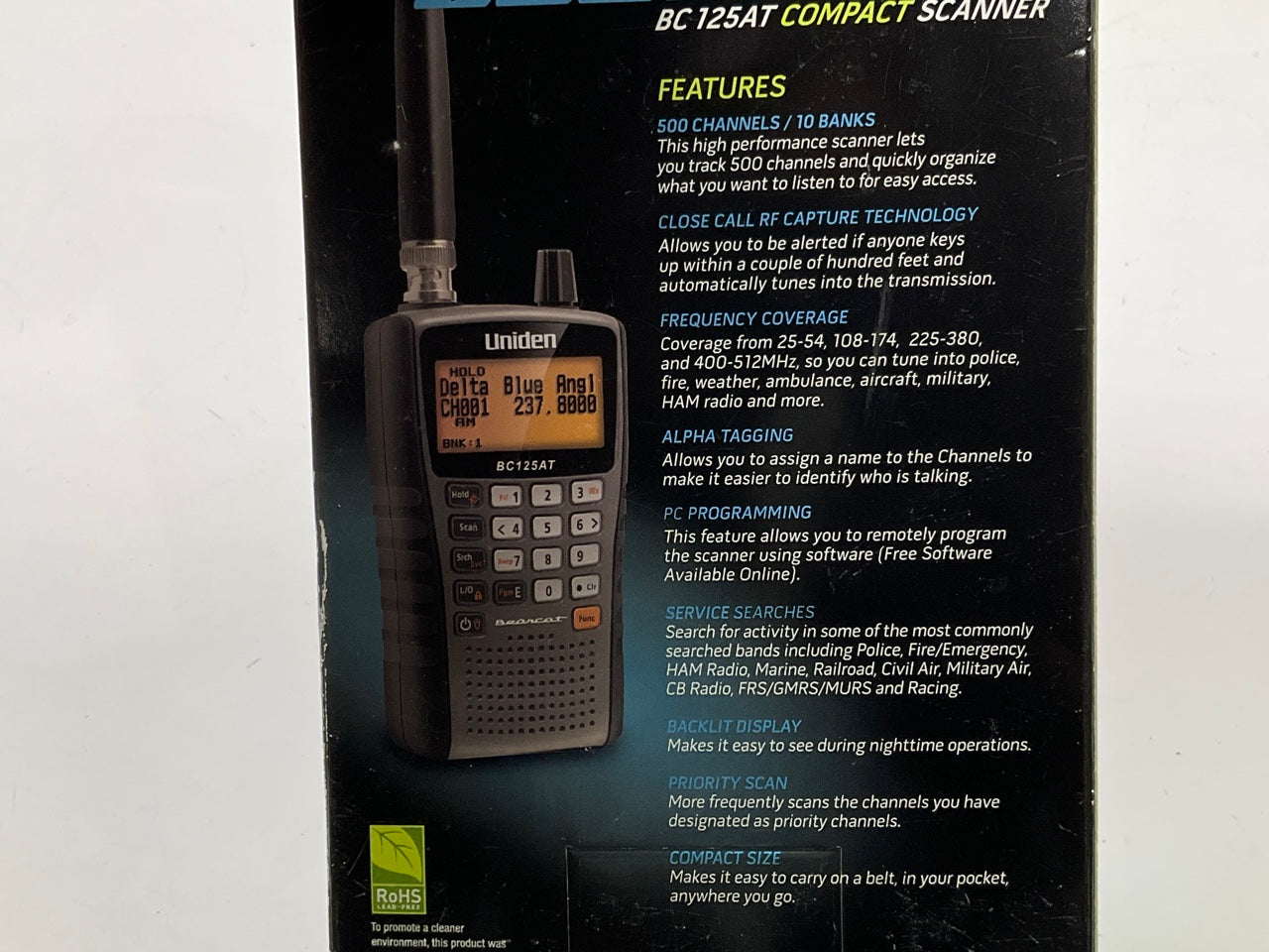 Uniden BC125AT Handheld Police Scanner Portable NASCAR Racing Fire EMS VHF UHF