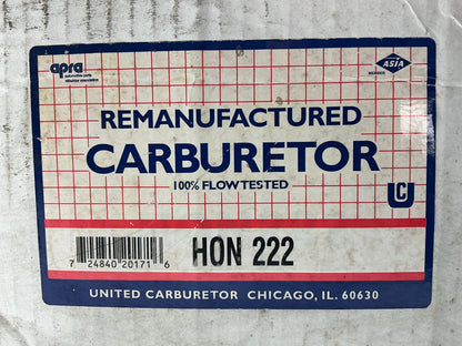 REMAN. United Carburetor HON222 Carburetor For 1986 Honda Prelude 1.8L SOHC