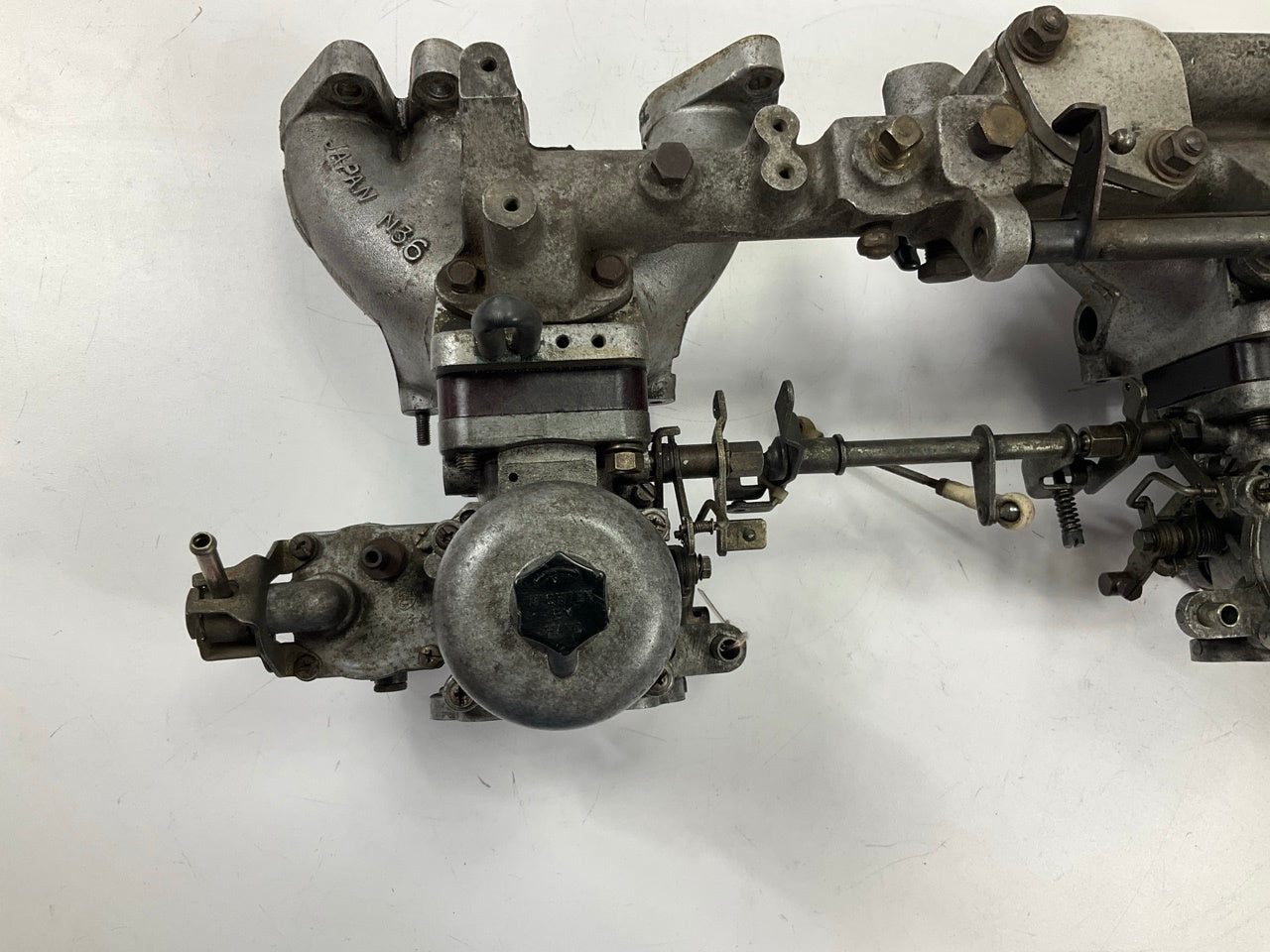 USED Original OEM 240z 4-Screw SU Carburetors With N36 Intake Manifold & Linkage