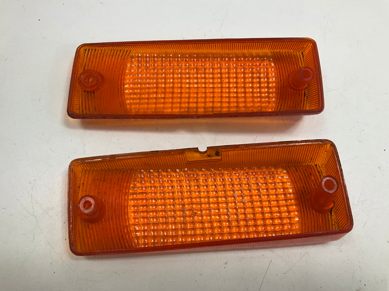 USED #1490 Front Bumper Turn Signal Blinker Lens PAIR OEM For 75-78 Datsun 280z