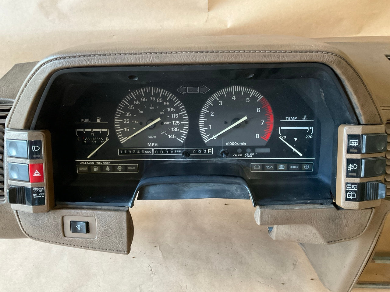 USED OEM Complete Dash Dashboard Brown W/ Manual Gauge Cluster For 85 300zx Z31