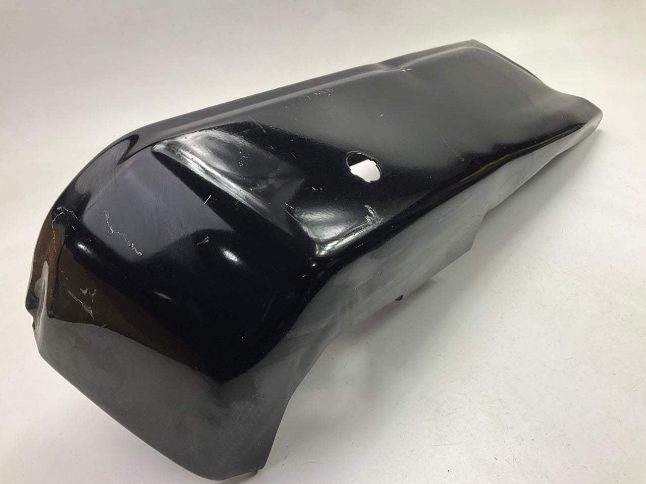 Used OEM Ford Rear Bumper Left End Cap Black W/ Sensor Hole - 2015-2020 F150