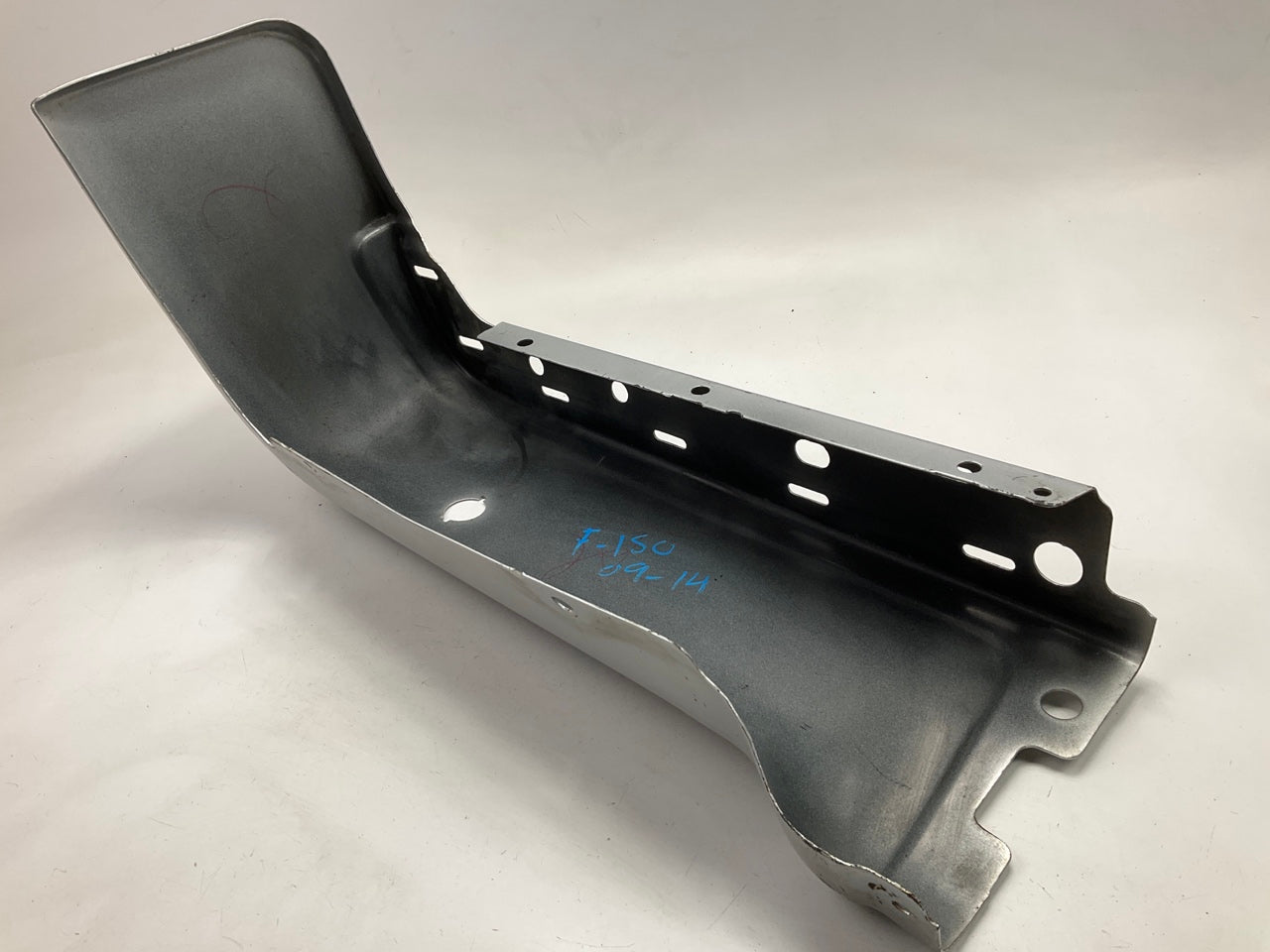 Used OEM Ford Rear Bumper Right End Cap, Silver, With Sensor Hole - 09-14 F-150