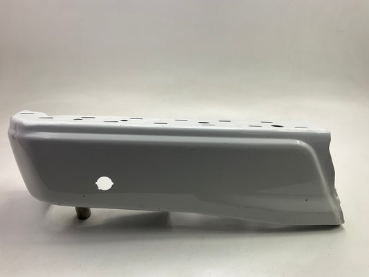 Used OEM Ford Rear Bumper Left End Cap, White, With Sensor Hole, 2015-2020 F-150