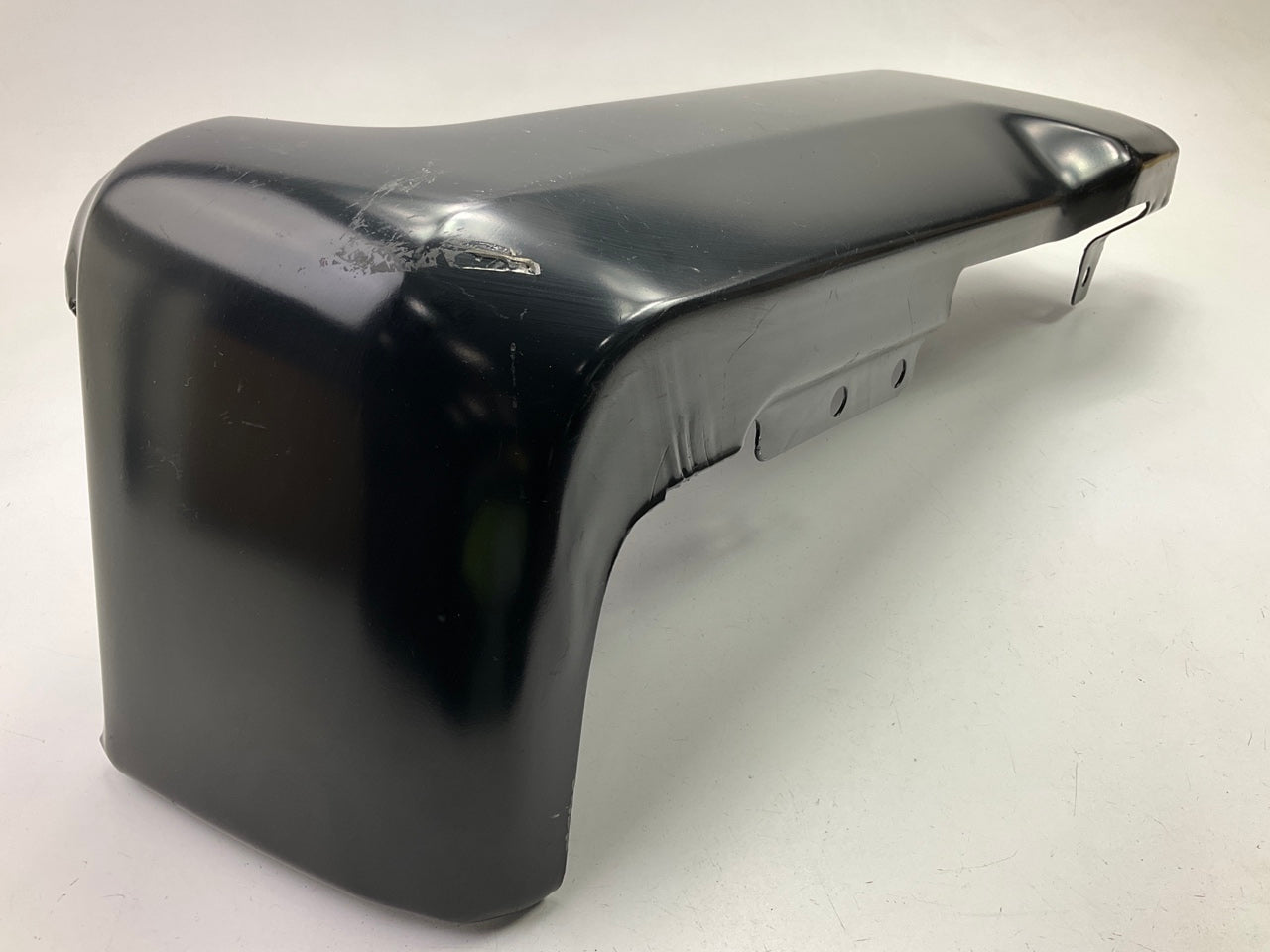Used OEM Ford Rear Bumper Left End Cap, BLACK, 2017-22 F250 F350 W/O Sensor Hole